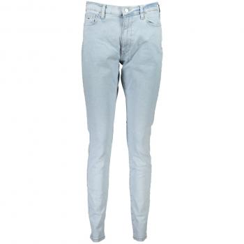 Light Blue Cotton Slim-Fit Jeans for Women