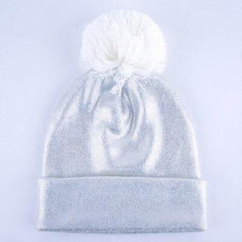 Gorro de Mujer de Punto con Pompón y Detalles Brillantes TMC36