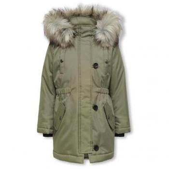 Abrigo de niña estilo parká con forro de piel sintética Only Parka Kogiris Fur Verde