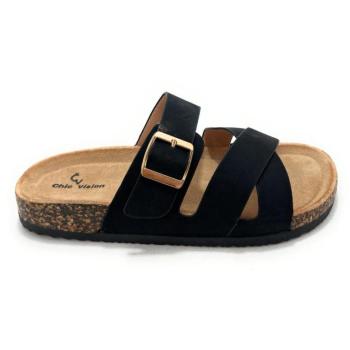 Sandália Relax Chic Vision Corc Negro com Design Cruzado