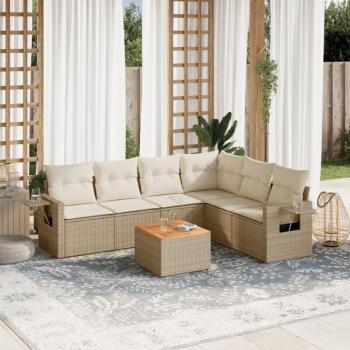 Conjunto de Sofás de Jardín Torana 7 Piezas Ratán Sintético