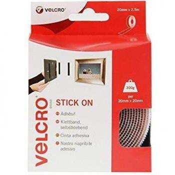 Velcro Stick-On Tape 20mm x 2.5m White