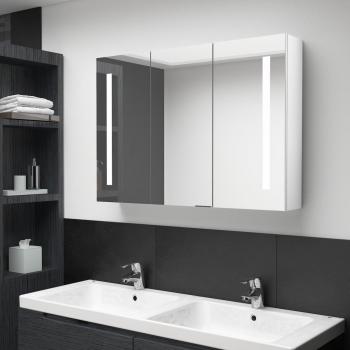 Armoire de salle de bain avec miroir LED 89x14x62 cm couleur blanc brillant
