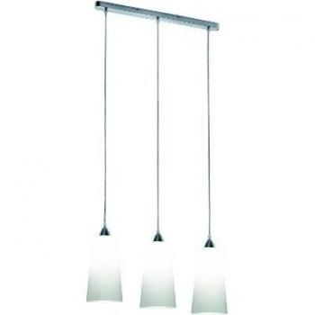 Reality Leuchte Koni R530553001 – Metalleffekt Nickel matt, weißes Glas, 3 × E27