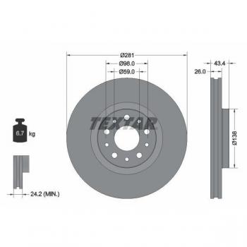 DISQUE DE FREIN VENTILÉ INTERNE – CODE TEXTAR 92304803