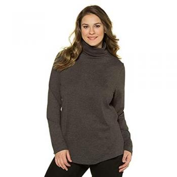 Damen Shirt, Plus Size, Langarm, Rollkragen, Slim Fit, schwarz, Größe 42-44