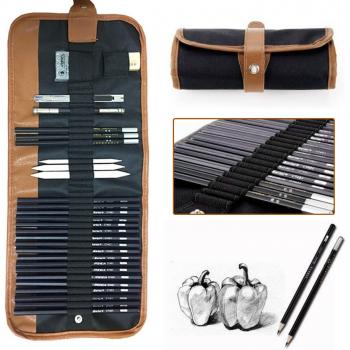 29-Piece Artist Sketch Kit with Pencils and Erasers
