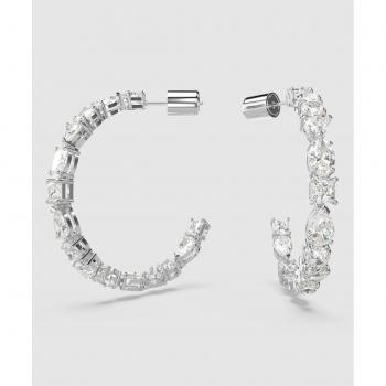 Swarovski Mesmera White Mixed Cut Rhodium Plated Hoop Earrings 5672834