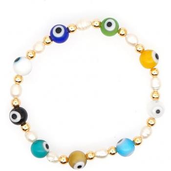 Freshwater Pearl Evil Eye Bracelet