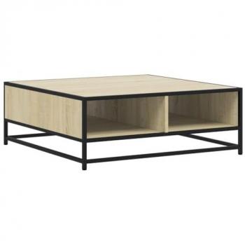 Tavolino in Truciolato e Metallo Rovere Sonoma 80x80x30 cm