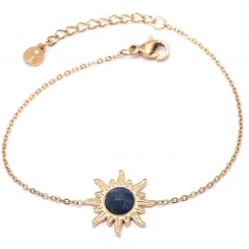Les Trésors De Lily – Stahlarmband „Soleil“ mit goldenem Lapislazuli