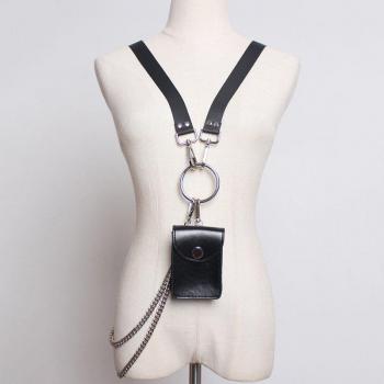 Mini-sac avec chaîne en métal et ceinture en cuir PU