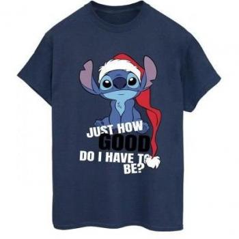 Camiseta Feminina Lilo y Stitch Just How Good – Algodón Negro Talla M