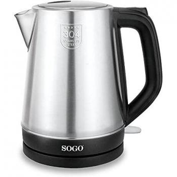 Sogo Hervidor De Agua Inalámbrico 1.7L 2200W Acero Inoxidable Resistencia Oculta