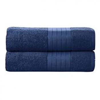 Good Morning! Muller Textil Frottee Handtuch, Duschtuch Set 2 x Dusch/Badetuch 70 x 140 cm Blau Denim