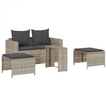 Polyrattan‑Loungesofa, 5 Teile