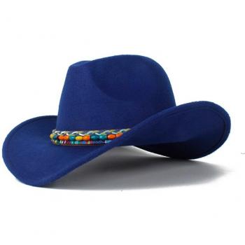 Women's Roll-up Brim Wool Cowboy Hat