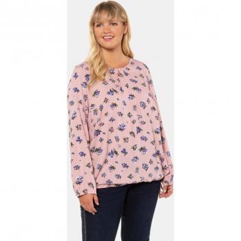 Tunica rosa, scollatura nervata, coulisse, fantasia floreale, Taglia 60/62, Viscosa