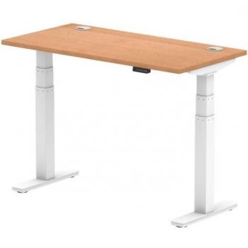Air 1400/800 Beech Height Adjustable Desk With White Legs