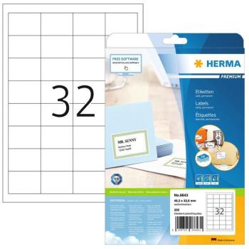 Herma 8643 Label Set – 48,3 × 33,8 mm Wit (320 stuks)
