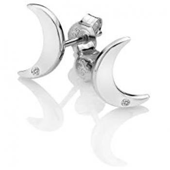 Orecchini in Argento 925 con Amuleto Mezza Luna e Diamanti