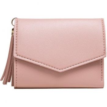 Small Leather Trifold Wallet for Women with Snap Closure