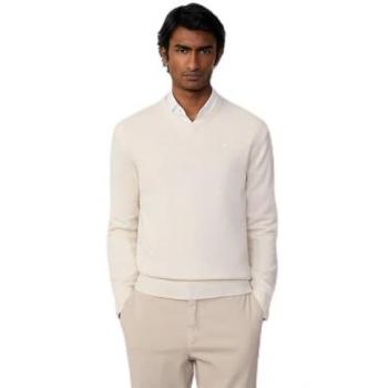 Maglione Scollo a V Uomo Hackett in Lana Off White 2XL