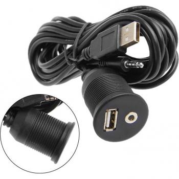Câble d'extension pour voiture 1m/2m avec prise USB 2.0 et AUX 3,5mm
