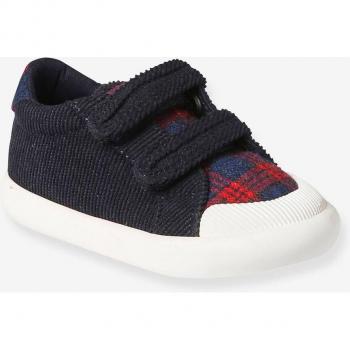 Zapatillas de tela para bebés con cierre autoadherente en azul