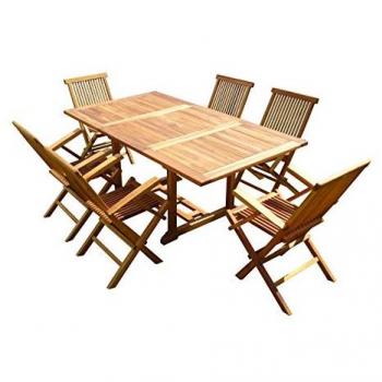 Kit jardin teck huilé SIDAN 6 sièges pliants JUMAK