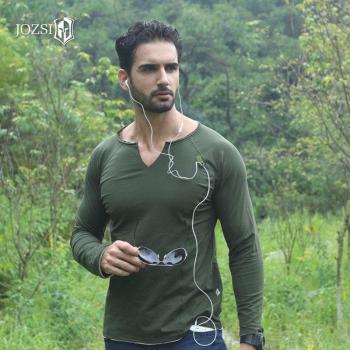 Cotton Blend Outdoor Sport V Neck T-Shirt