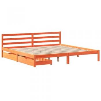 Solid Wood Pine Bed Frame by vidaXL, Super King Size, Wax Brown, 180x200 cm, No Mattress Included