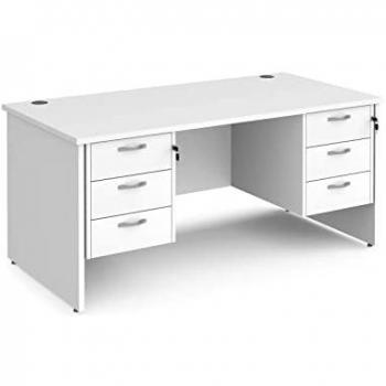 Maestro 25 rectangular desk, 1600 x 800 mm, with two 3-drawer pedestals, white top