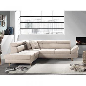 Ecksofa Linea mit Bettfunktion, 5 Sitzplätze, beige