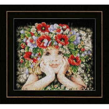 Lanarte Blumenkreuzstich für Mädchen mit Zahlen, 31 × 26 cm