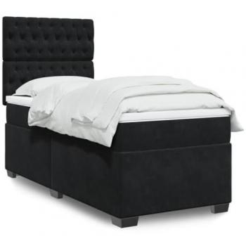 Cama box spring con colchón terciopelo negro 90x200 cm Vidaxl 110455