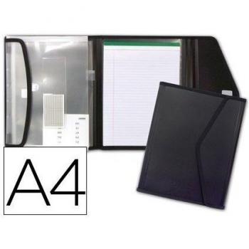 Porte-document A4 avec 5 pochettes et bloc-notes, fermeture velcro en polypropylène