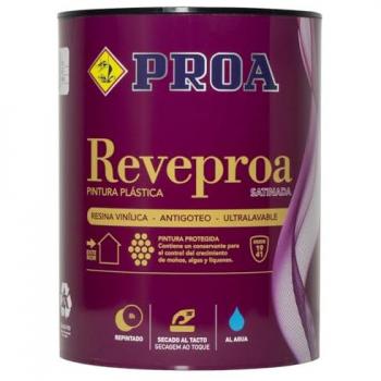 Pintura Plástica Satinada Antihumedad Proa Alta Cubrición Blanco 15 L