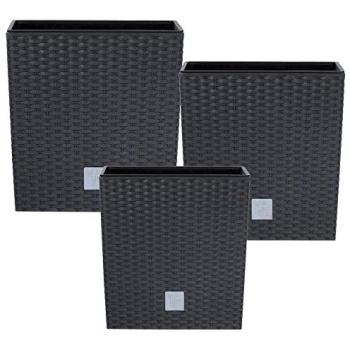Trousse 3 Pots en Plastique Anthracite – Forme Carrée – Protégés UV