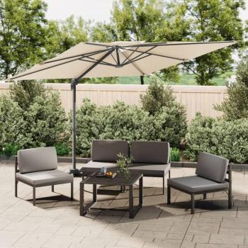 Parasol de jardin à double toit 300 x 300 cm couleur sable
