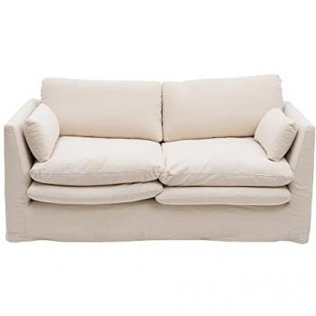 Sofá de 2 Plazas Beige Desenfundable de Lino y Algodón Natural 194 x 100 x 94 cm