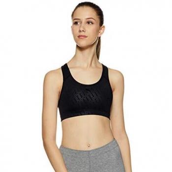 Puma Mujer 4 Keeps Bralette Gráfico Capa de Running Negro-Granito 12