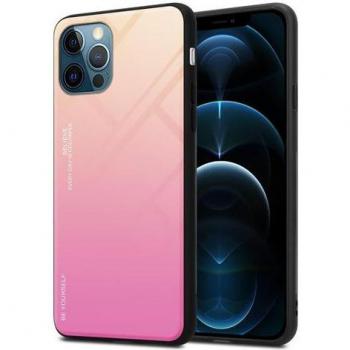 Protection bicolore silicone + verre trempé (jaune / rose) pour iPhone 12 Pro Max