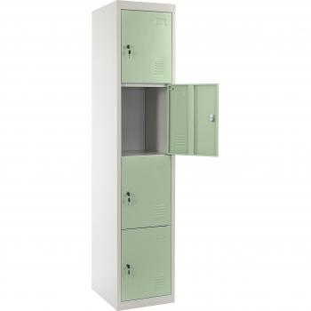 Fourni en magasin : Casier à tiroirs 4 portes vert, 180×38×45 cm, métal robuste