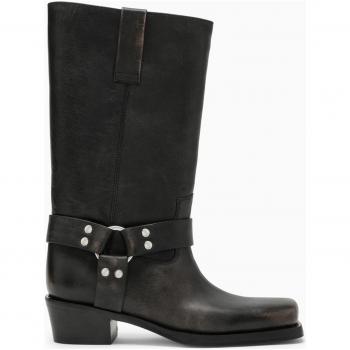 Roxy Boot in Black Brushed Leather