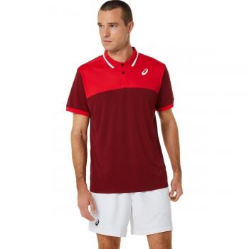 ASICS Court Polo Herren, Größe M, dunkelrot