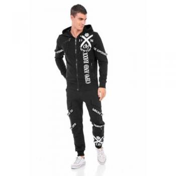 Cipo & Baxx Homewear Sportanzug L, schwarz, 80 % Baumwolle / 15 % Polyester / 5 % Elasthan, zweiteilig