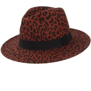 GEMVIE Leopard Wool Fedora Hat for Women