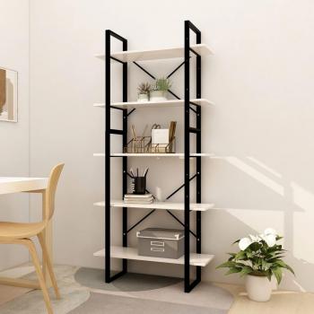 White 5-Tier Book Shelf 80x30x175 cm Pinewood