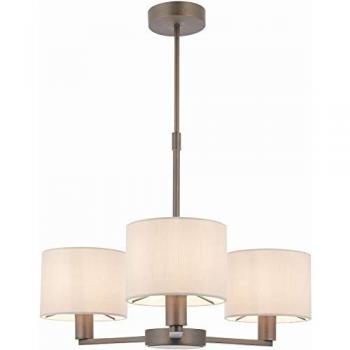 Lampada a sospensione con bracci multipli in bronzo antico e tessuto in marmo